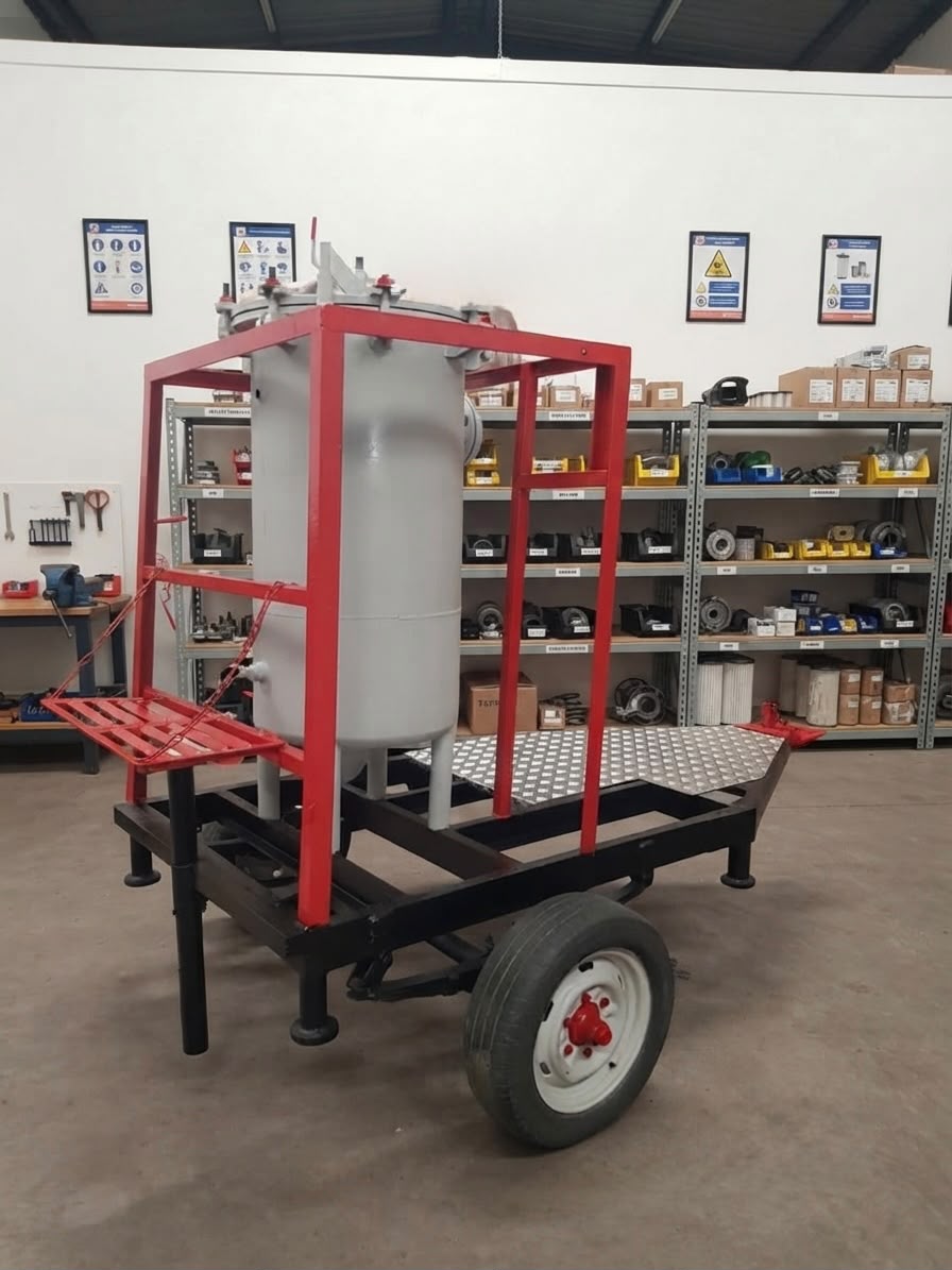 Unidad móvil industrial para separación de fluidos